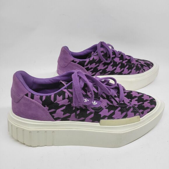 Adidas Womens Hypersleek Purple Houndstooth Pattern Platform Sneakers US 8.5 - Picture 9 of 16